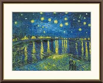 ★秀作★ 手書き油絵 ゴッホ ローヌ川の星月夜 額付 絵画 インテリア 油彩画 手書き油絵 ゴッホ ローヌ川の星月夜 額付 肉筆絵画 インテリア